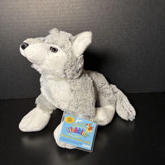 GANZ Other - Ganz Webkinz HM358 Grey Wolf Plush Stuffed Animal With Code